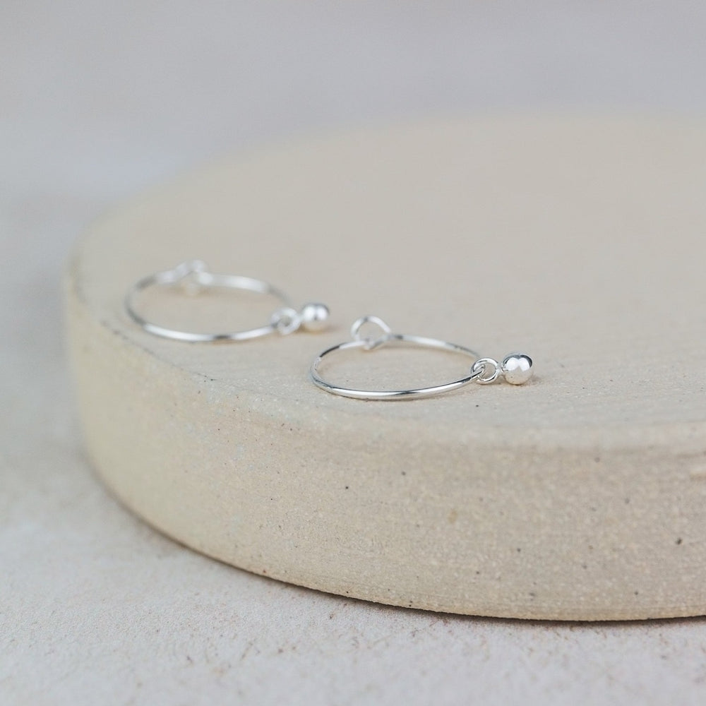 Sterling Silver Charm Hoops with Ball Beads