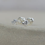 sterling silver textured mini heart studs