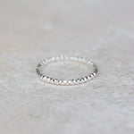 sterling silver textured thin stacking ring handmade by Lucy Kemp Jewellery