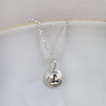 handmade recycled sterling silver one nugget charm necklace by Lucy Kemp Jewellery - personalised