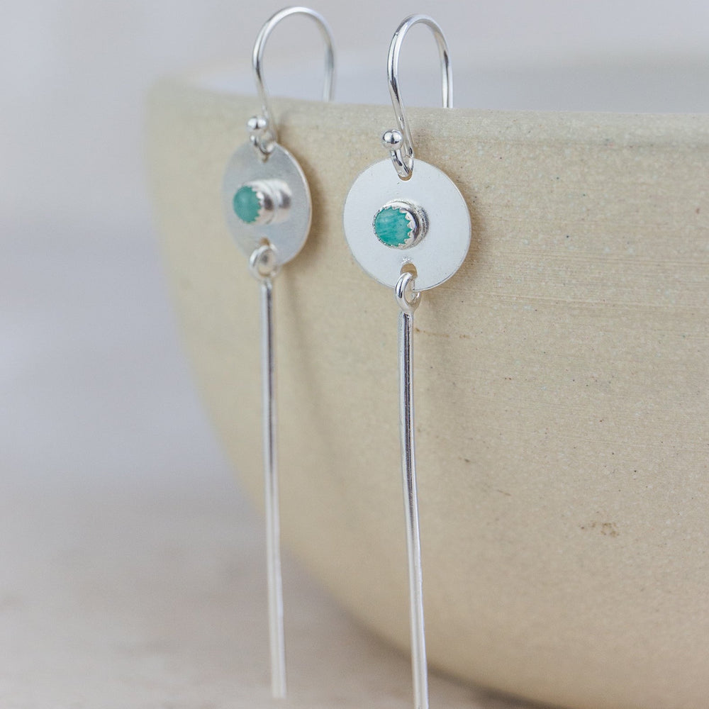 Sterling silver and semi precious birthstone stick earrings handmade by Lucy Kemp Jewellery