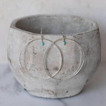 Sterling Silver Celestial Hoop Earrings with Turquoise