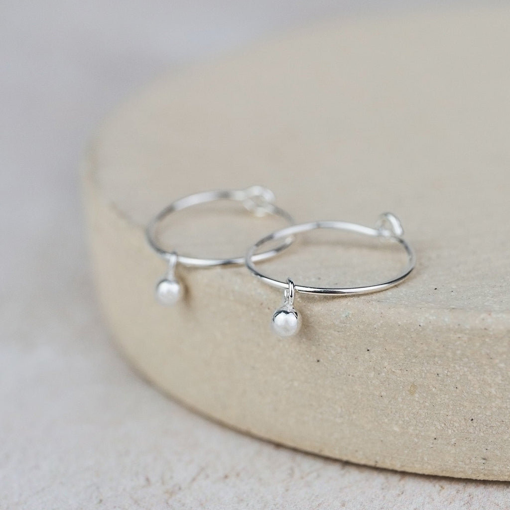 Sterling Silver Charm Hoops with Ball Beads