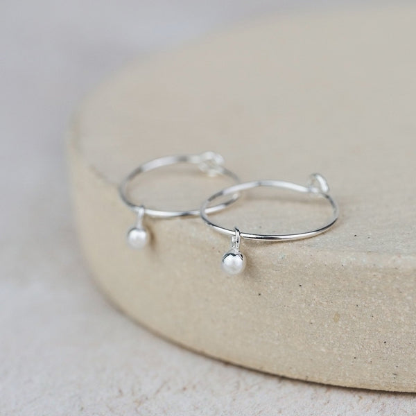 Sterling Silver Charm Hoops with Ball Beads