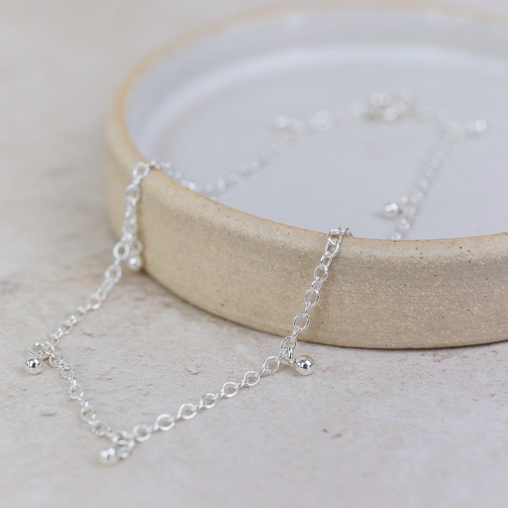 Sterling Silver Ball Charm Anklet