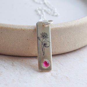 
                  
                    Sterling Silver Birth Month Flower Drop Pendant
                  
                