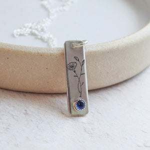 
                  
                    Sterling Silver Birth Month Flower Drop Pendant
                  
                