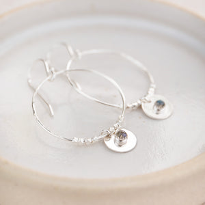 
                  
                    Sterling Silver and Birthstone Boho Hoop Earrings
                  
                