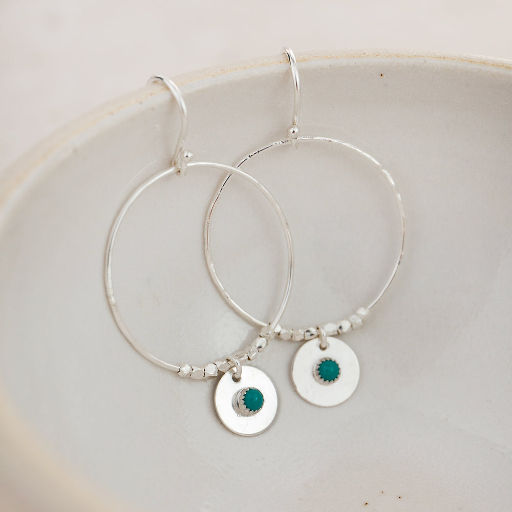 Sterling Silver and Birthstone Boho Hoop Earrings