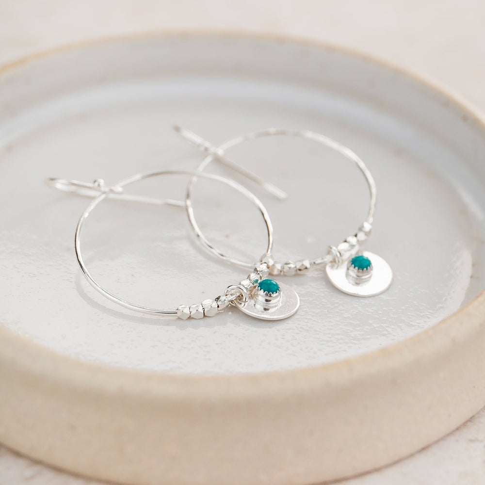 
                  
                    Sterling Silver and Birthstone Boho Hoop Earrings
                  
                