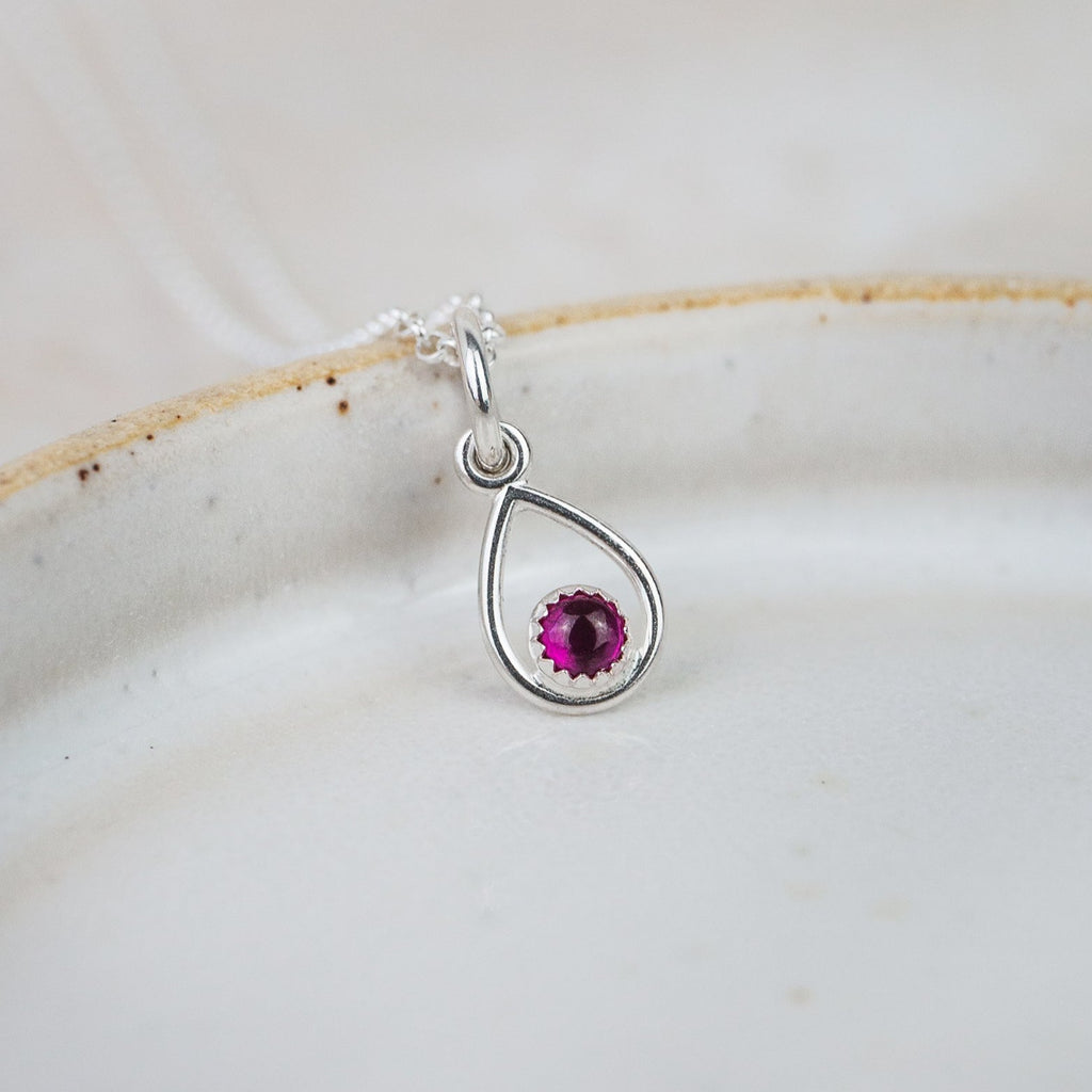 Sterling Silver Birthstone Teardrop Pendant