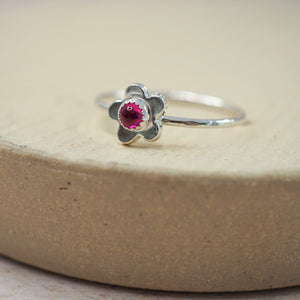 
                  
                    Sterling Silver Large Birthstone Flower Ring
                  
                