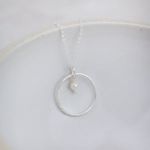 
                  
                    Sterling Silver Celestial Hoop Pendant with Pearl
                  
                