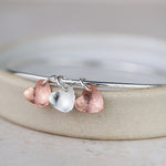 Sterling Silver and Copper Heart Charm Bangle