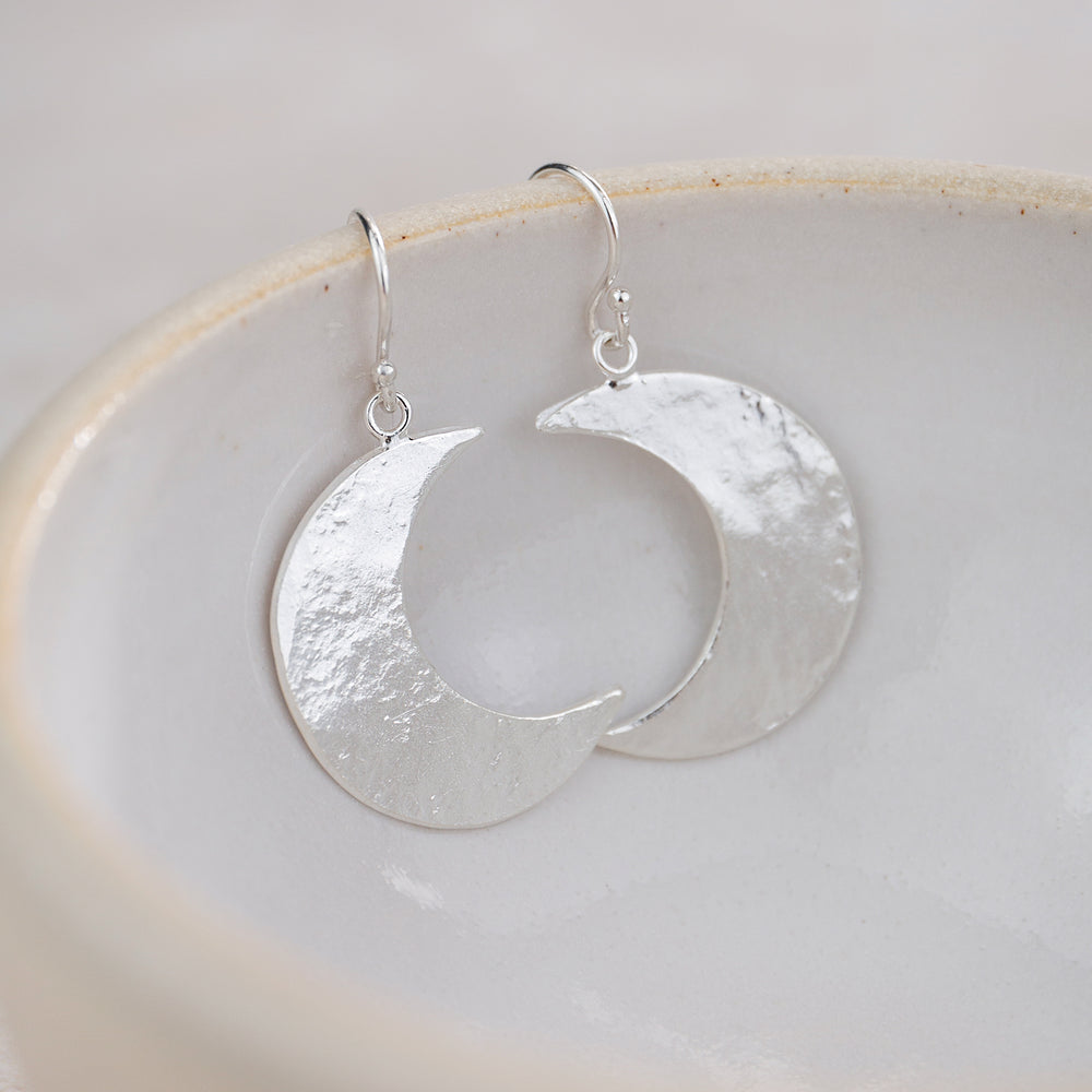 Sterling Silver Large Crescent Moon Earrings