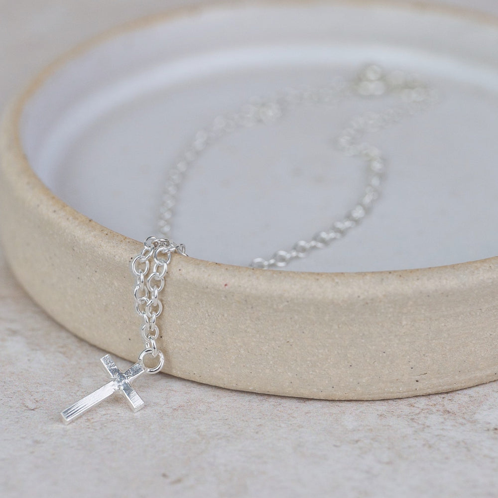 
                  
                    Sterling Silver Cross Charm Anklet
                  
                