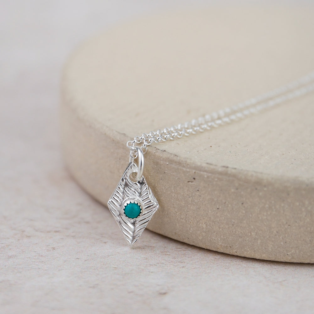 Sterling Silver Diamond with Turquoise Pendant