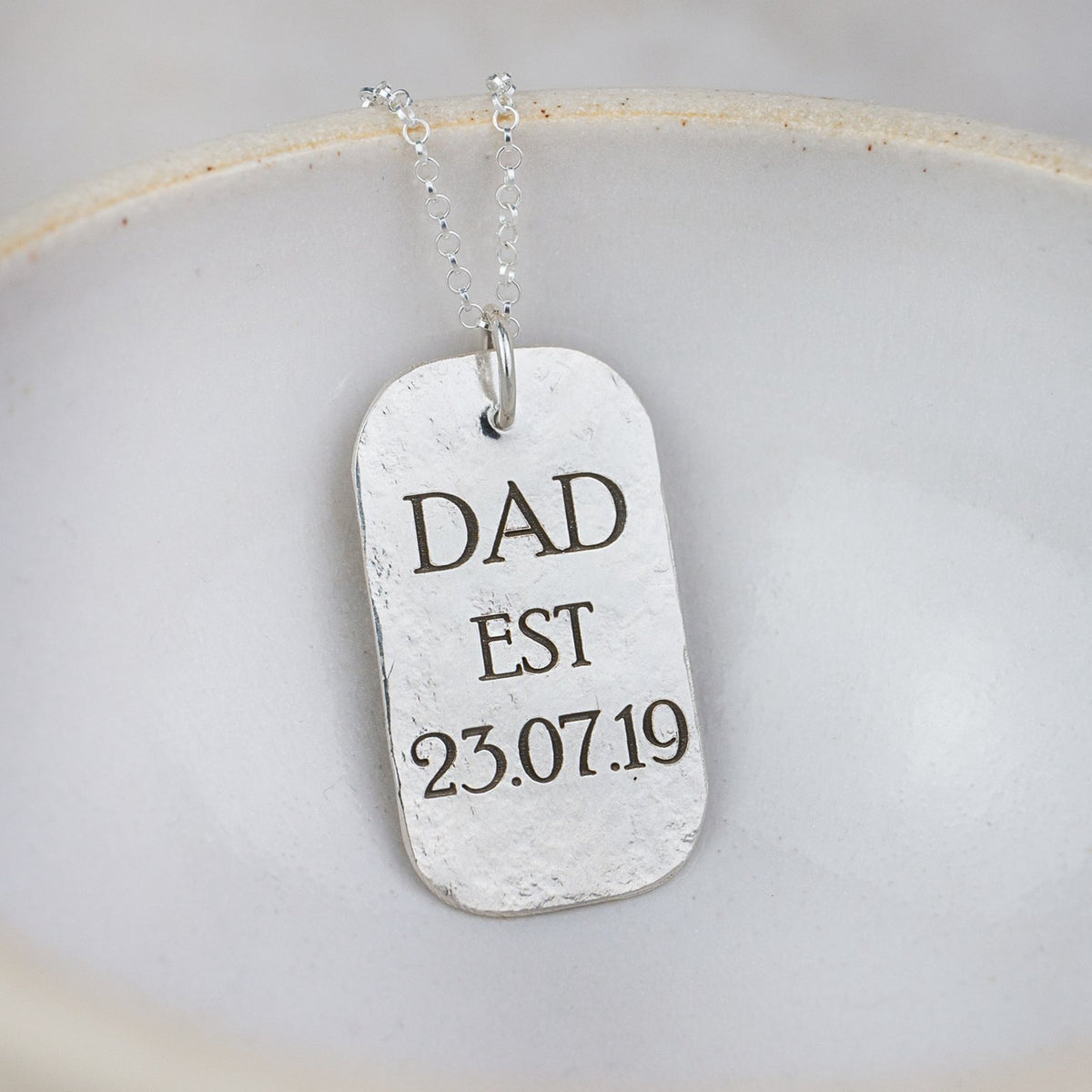 Engraved Necklace Dad Chain Necklace Sterling Silver