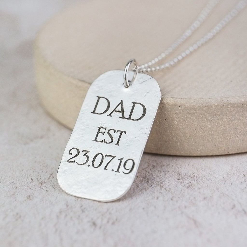 Sterling Silver Personalised Men's Dog Tag Pendant – Lucy Kemp