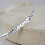 Sterling Silver Floral Textured Bangle