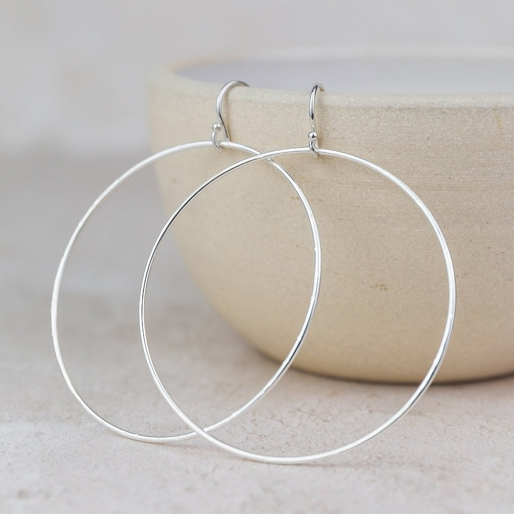 Sterling Silver Geo Circle Hoop Earrings