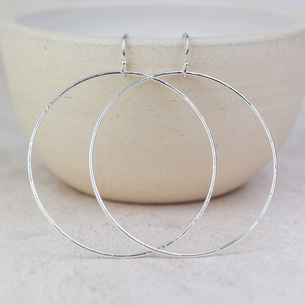 Sterling Silver Geo Circle Hoop Earrings