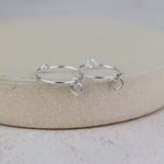 Sterling Silver Charm Hoops with Geo Heart