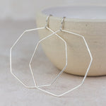 Sterling Silver Geo Octagon Hoop Earrings