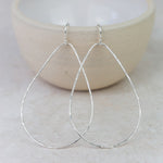 Sterling Silver Geo Teardrop Hoop Earrings