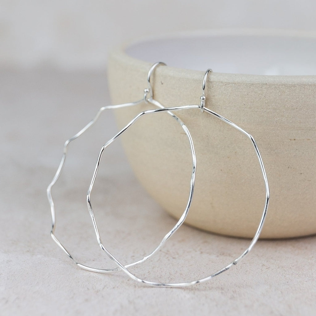 Sterling Silver Geo Wave Hoop Earring