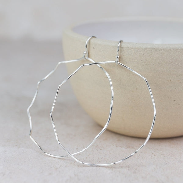 Sterling Silver Geo Wave Hoop Earring