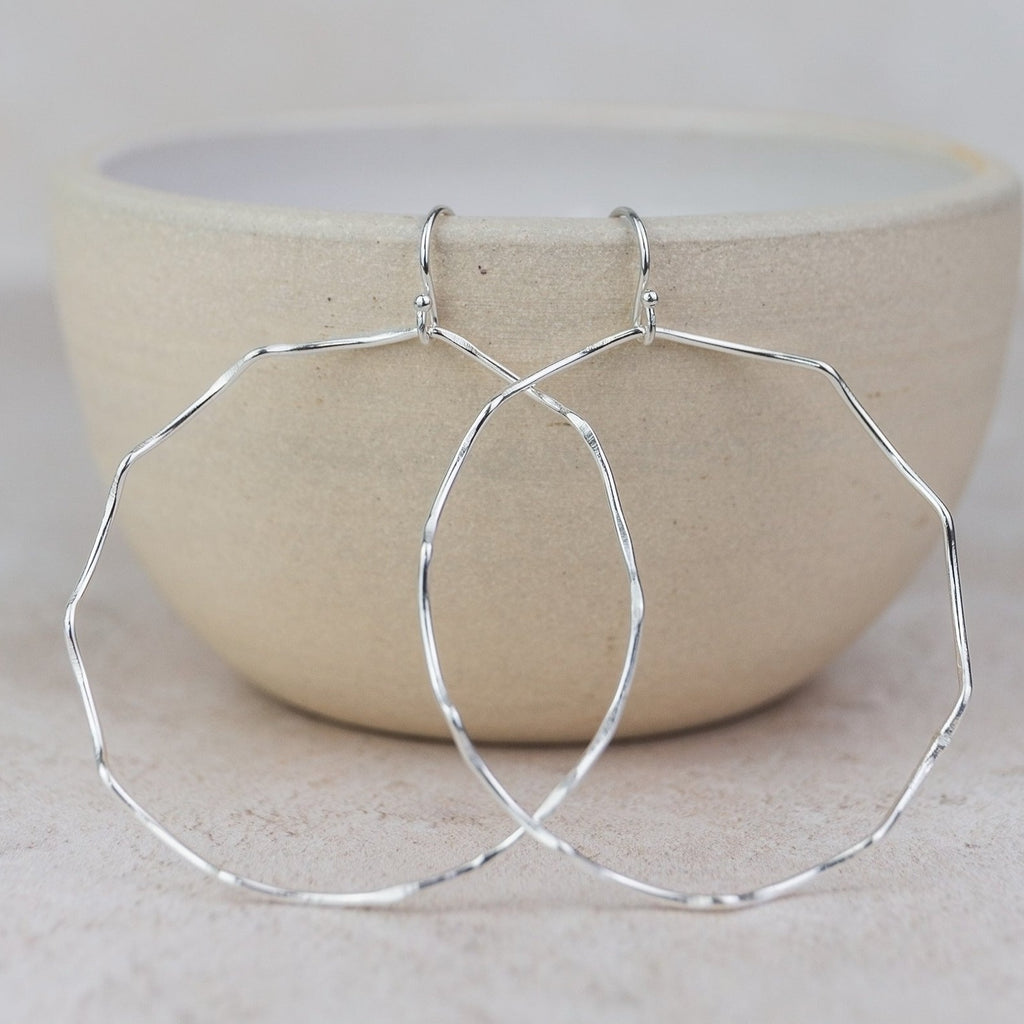 Sterling Silver Geo Wave Hoop Earring