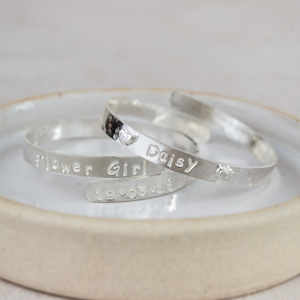 Sterling Silver Personalised Christening Bangle