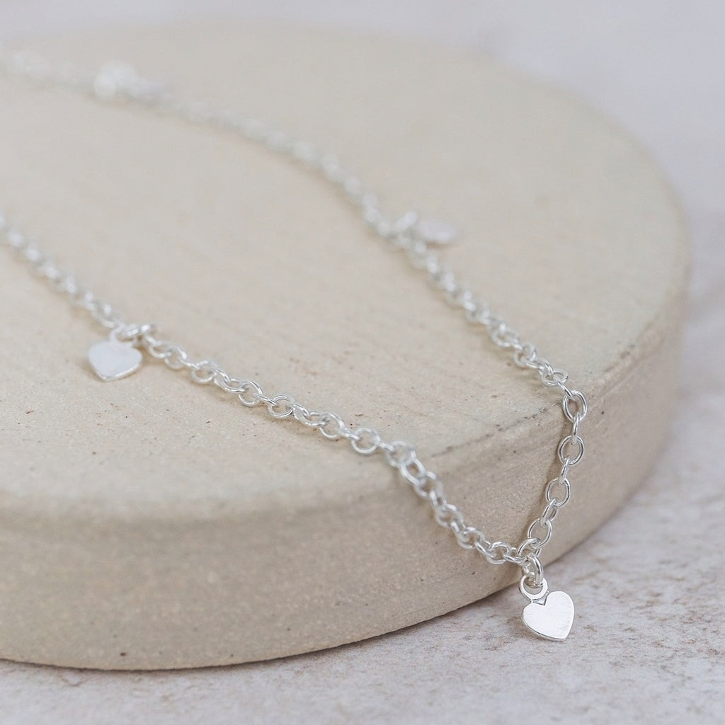 Sterling Silver Heart Charm Anklet