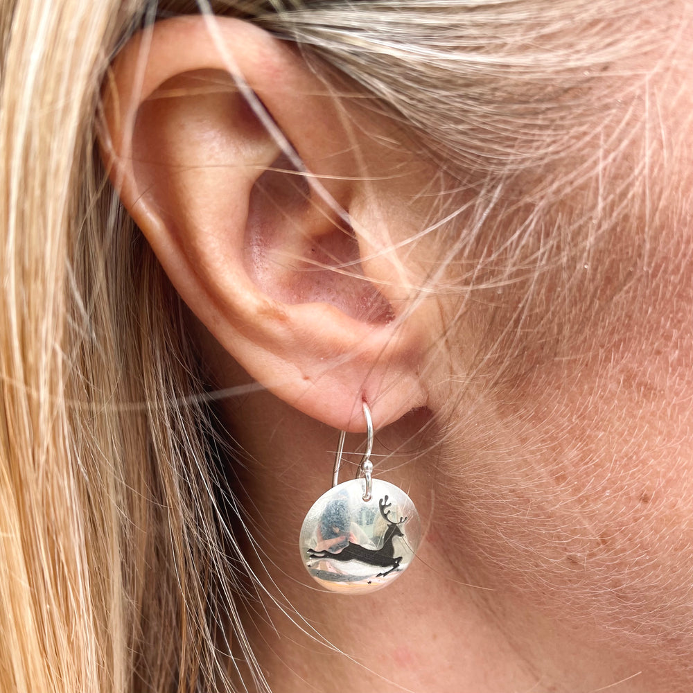 SALE Sterling Silver Christmas Reindeer Earrings Lucy Kemp