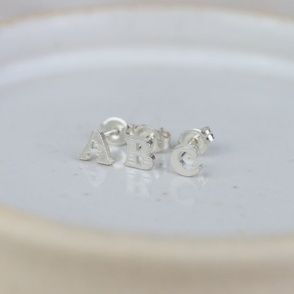 Sterling Silver Initial Studs