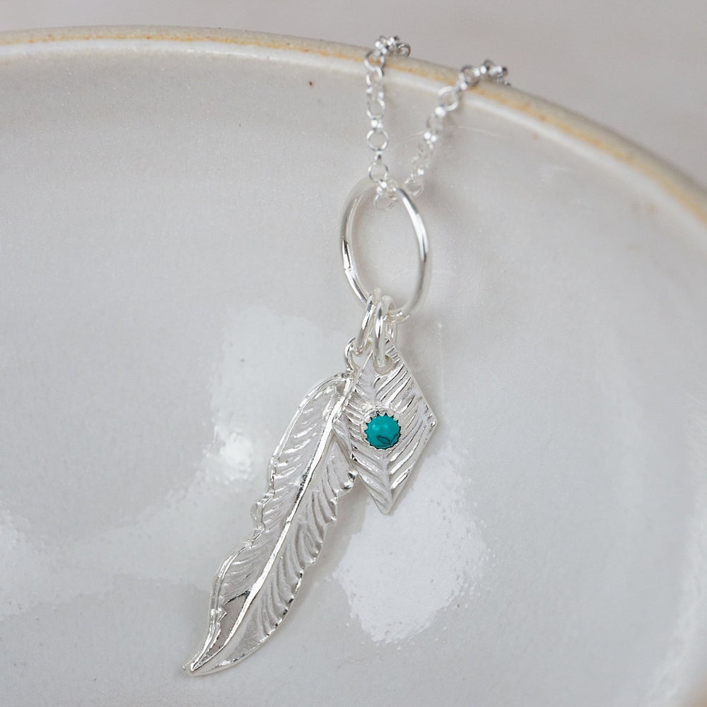 Sterling Silver Large Feather Necklace