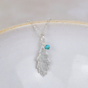 
                  
                    Sterling Silver Leaf with Turquoise Pendant
                  
                