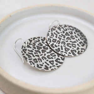 
                  
                    Sterling Silver Large Leopard Print Disc Earrings
                  
                