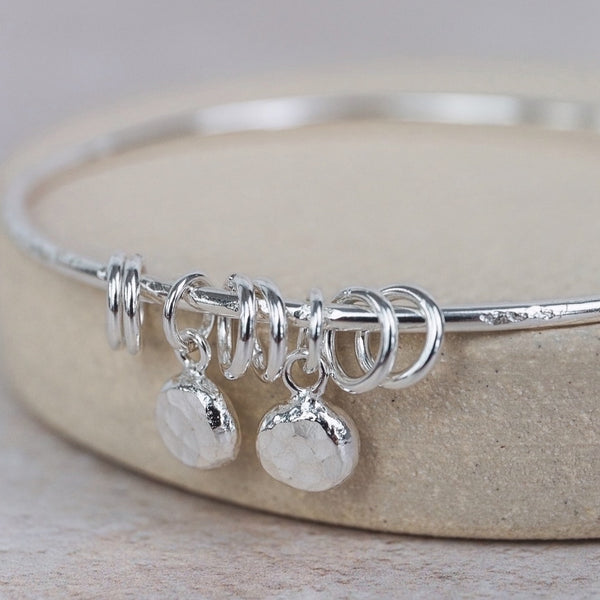 Sterling Silver Nugget Charm Bangle