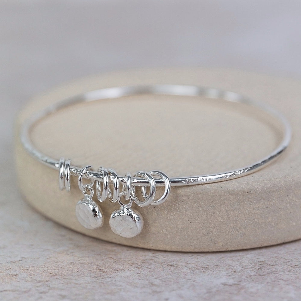 Sterling Silver Nugget Charm Bangle