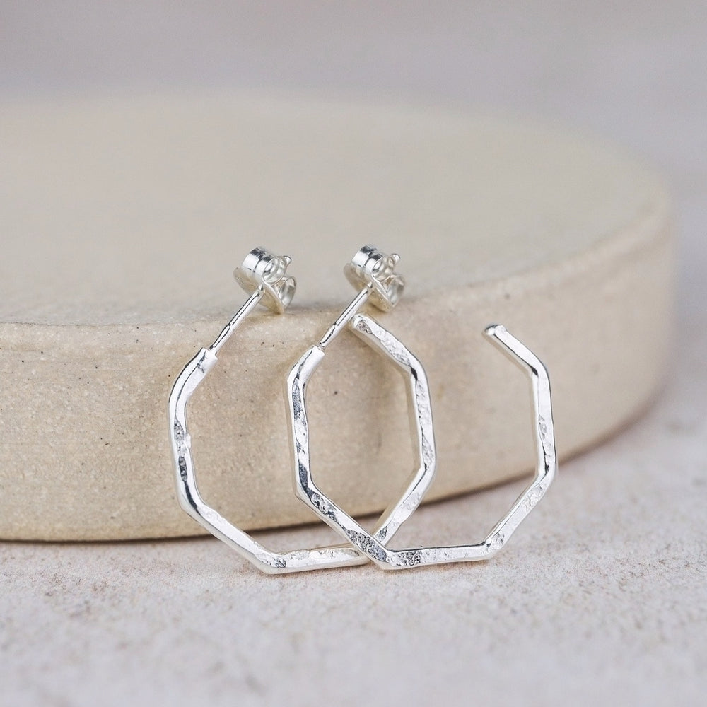 Sterling silver Octagon Everyday Hoops