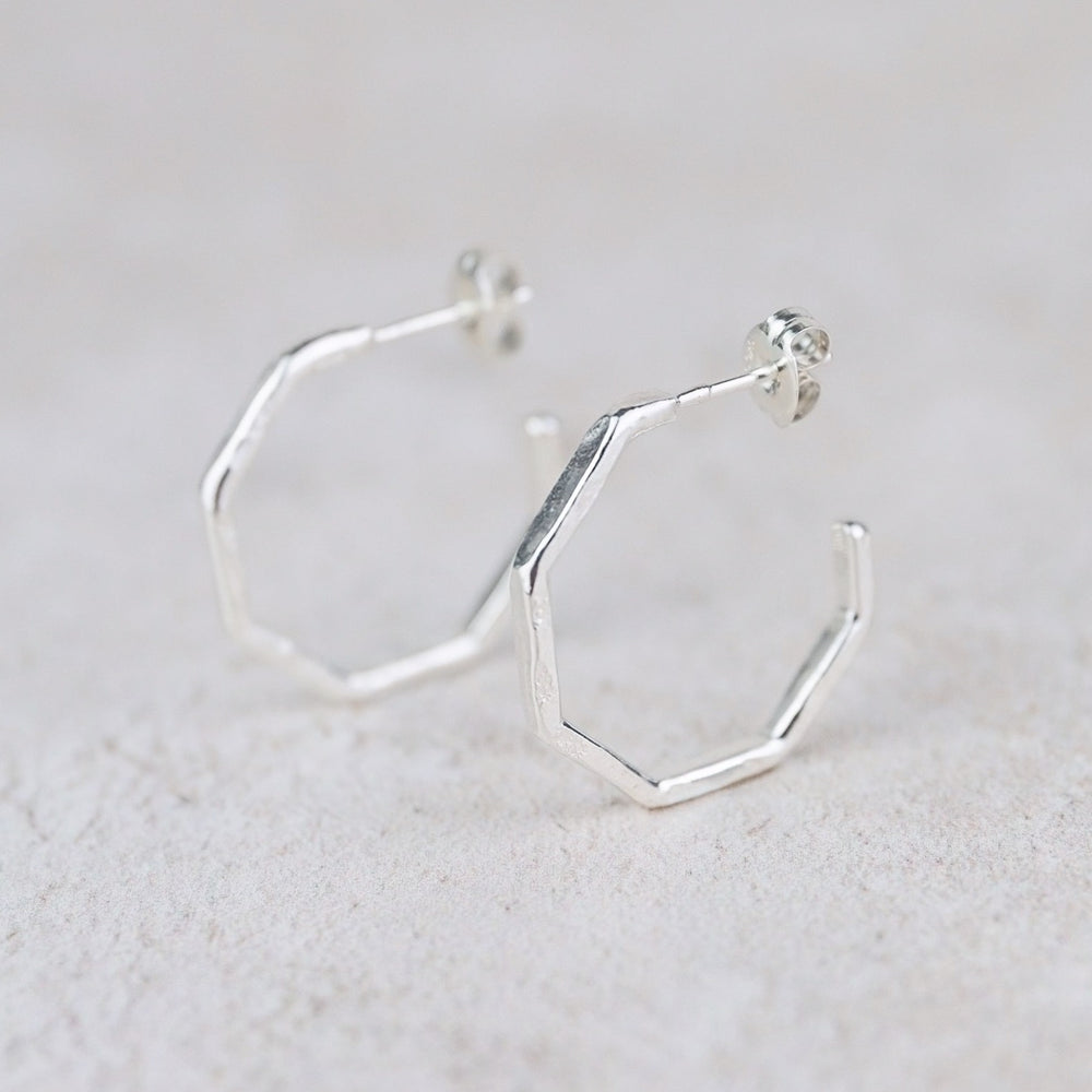 Sterling Silver Octagon Everyday Hoops