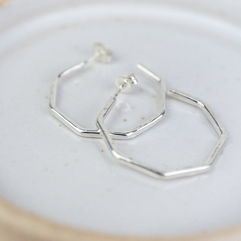 Sterling Silver Everyday Large Octagon Hoops