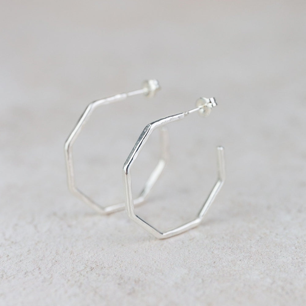 Sterling Silver Everyday Large Octagon Hoops