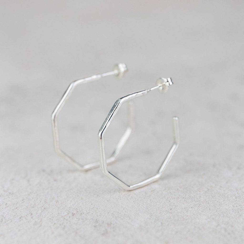 Sterling Silver Everyday Large Octagon Hoops