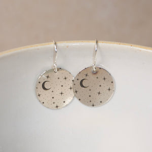 
                  
                    Sterling Silver Starry Night Print Disc Earrings
                  
                