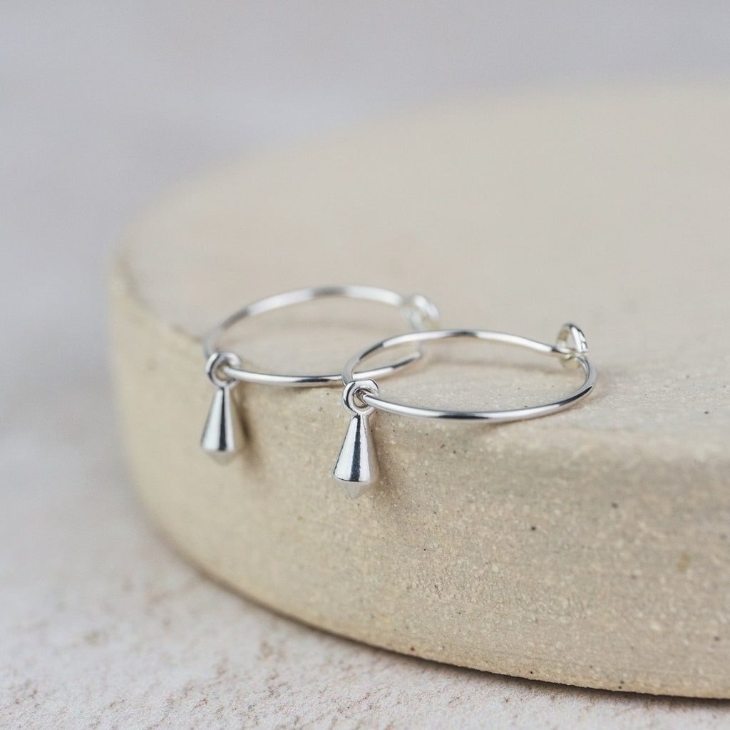 Sterling Silver Charm Hoops with Pendulum