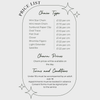 Price list for various chain and charm types with prices per centimeter on a white background.