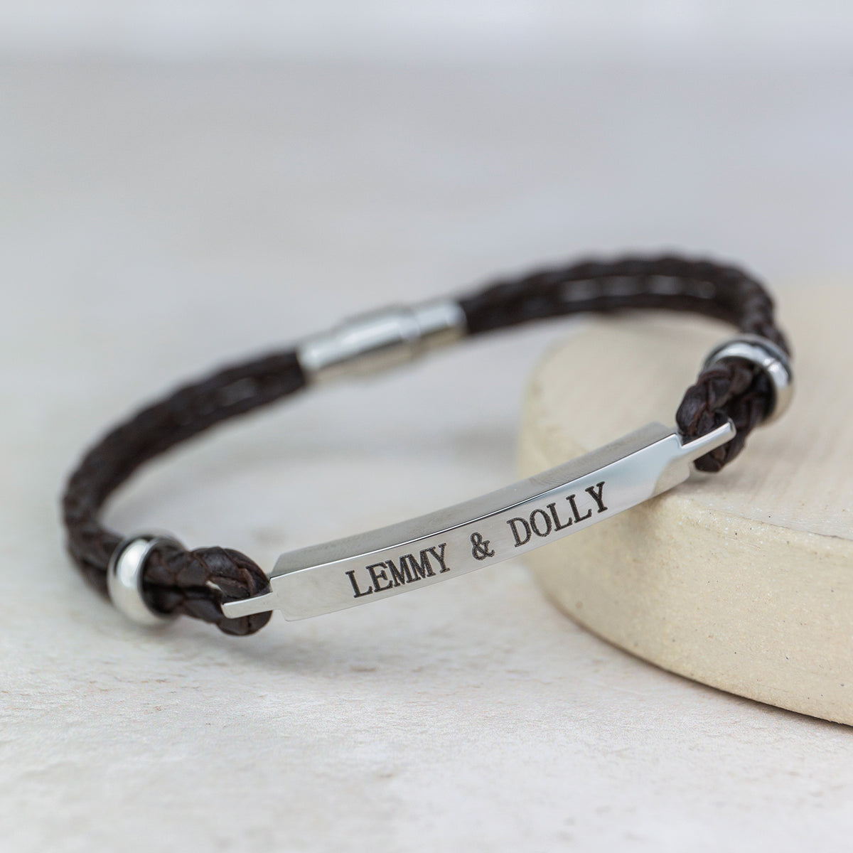 Tribal Earth Men's Personalised Double Woven Bar Bracelet | Lucy